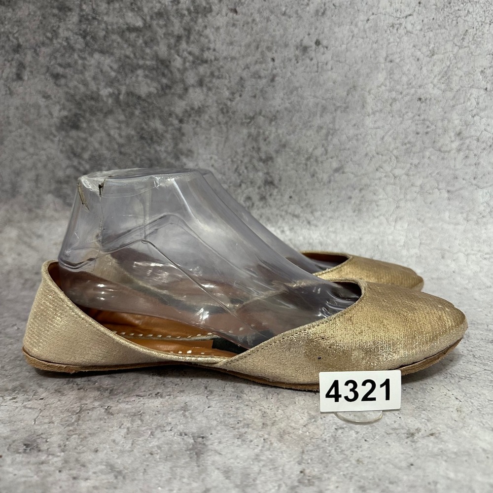 Dulhans Diary Jutti Khussa Flats Womens 10 Gold South Asian Traditional D'Orsay